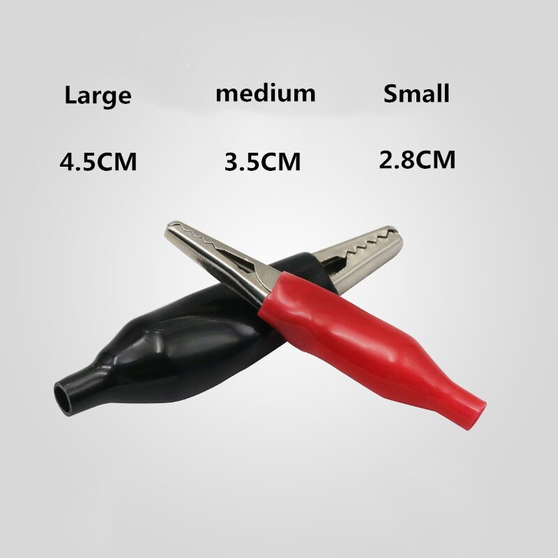 10pcs 28/35/45mm Metal Alligator Clip Crocodile Electrical Clamp for Testing Probe Meter Black and Red with Plastic Boot