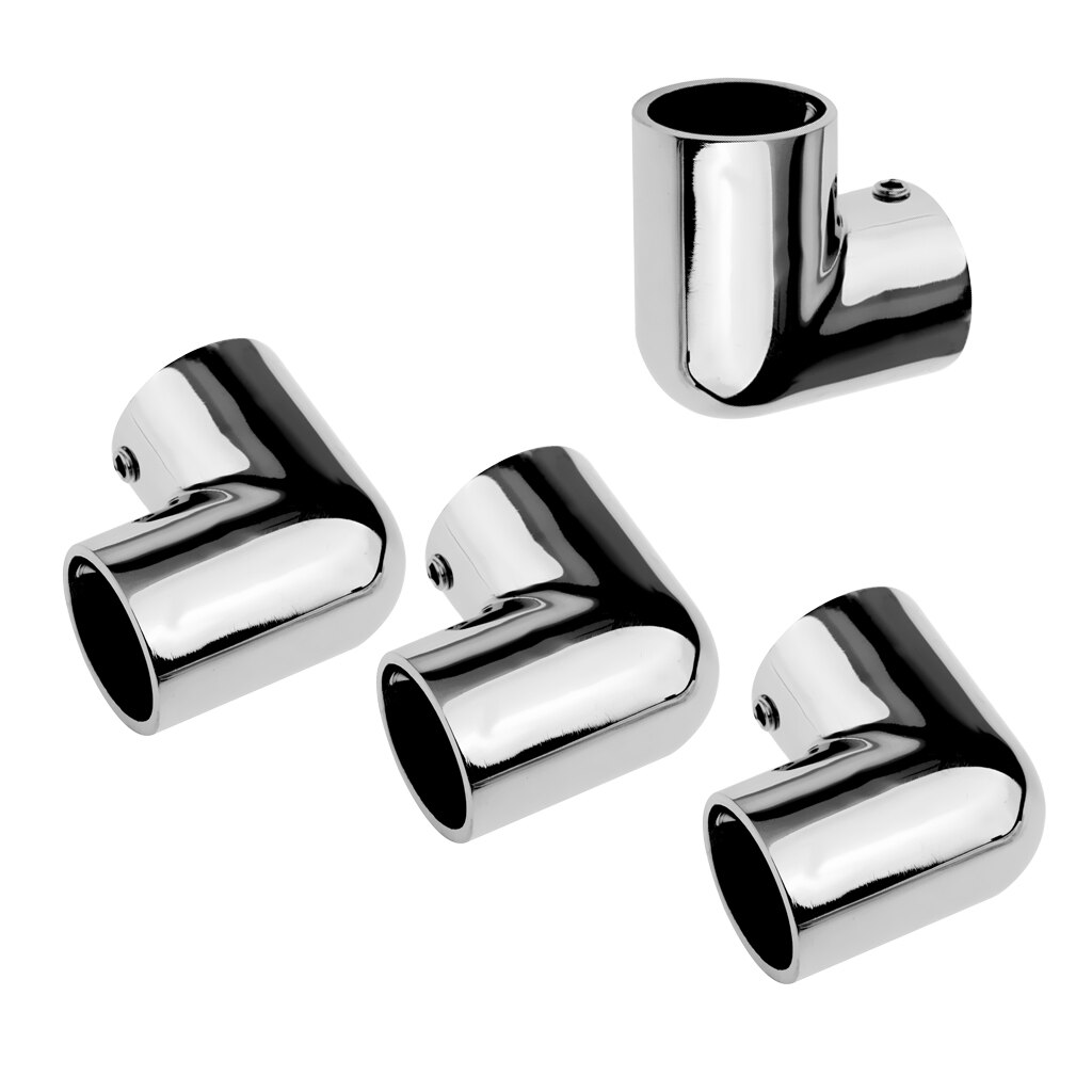 4pcs Boat Marine Hand Rail Fitting 90 Degree Elbow 316 Stainless Steel 22mm