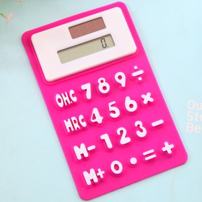 Calculator capable scientific calculator lovely solar silica gel mini office computer stationery computer soft deli calculator: White