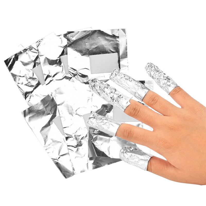 100 stk/parti aluminiumsfolie nail art soak off akryl gel remover makeup værktøj nem rengøring gel neglelak neglefjerning wraps