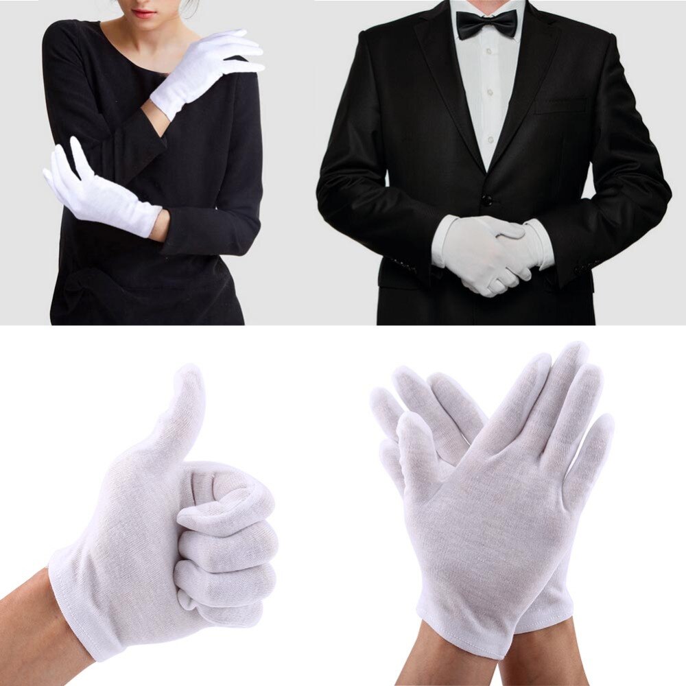 12 Paren/partij Witte Katoenen Handschoenen Arbeid Handschoenen Voor Sieraden Waardering Huishoudelijke Reiniging Tuinieren Etiquette Supply