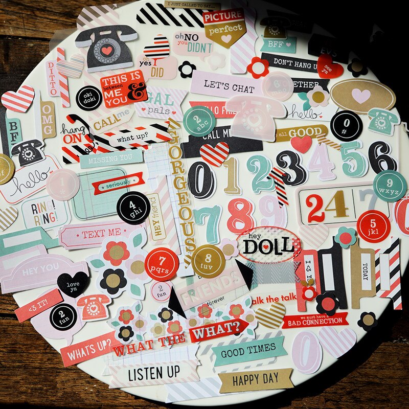 Tarjetas de PVC + PAPEL DE LA VIDA feliz, forma troquelada para planificador feliz de álbumes de recortes/fabricación de tarjetas/manualidades de proyectos de diario, 130 Uds.