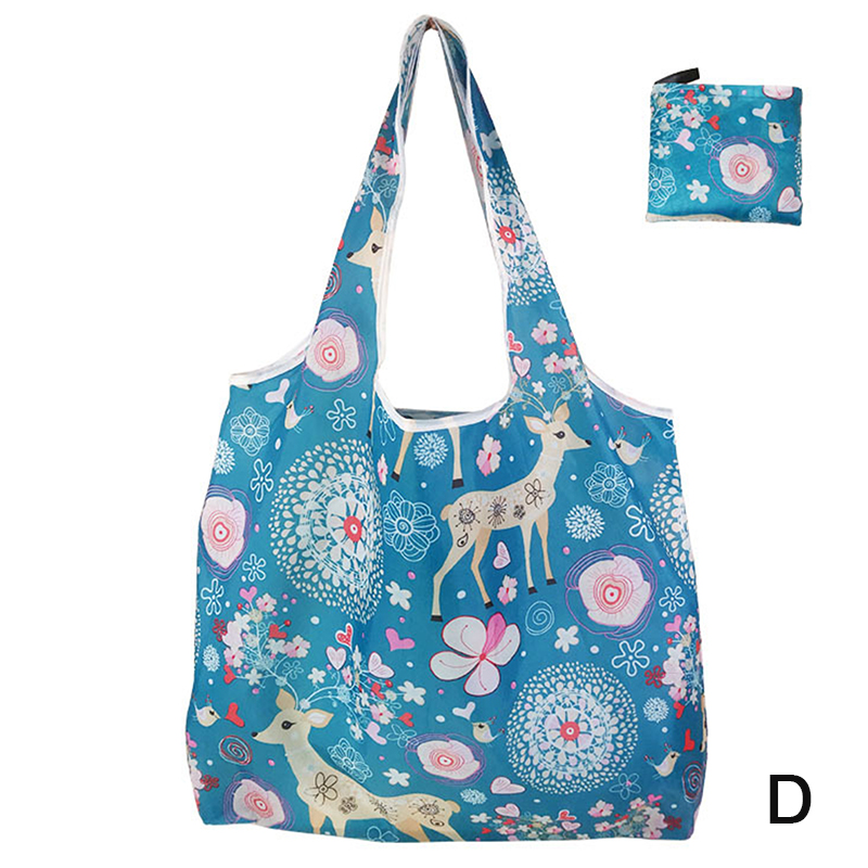 1Pc Foldable Shopping Bag Reusable Travel Grocery Bag Eco-Friendly Cute Animal Printing Supermarket Tote Bag: Chocolate