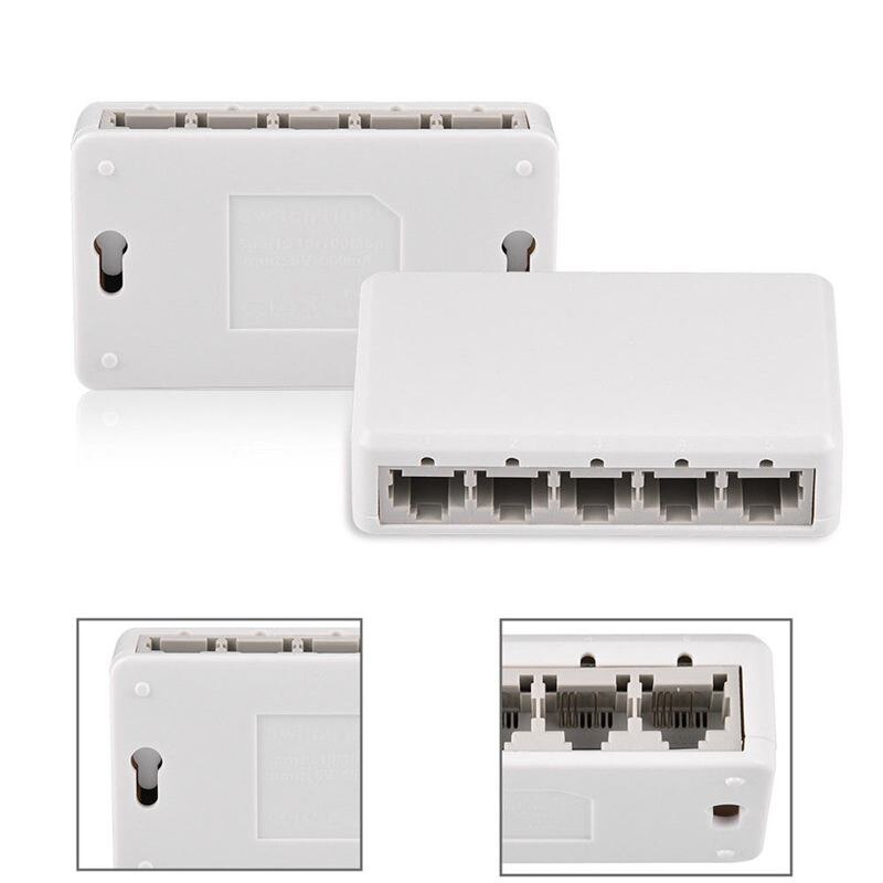 Ethernet Internet Splitter Hub Network Switch Computer 5 Ports 10/100Mbps EU Plug