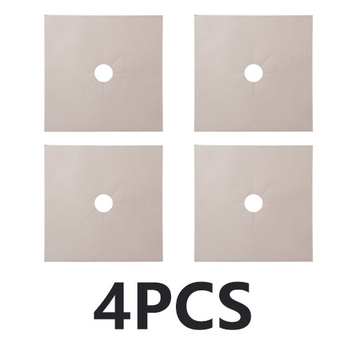 1/2 / 4PCS Reusable PTFE Range Hood Stove Burner Pad Temperature Anti-fouling Anti-oil Pad Lining Plate Cleaning Kitchen Tool: Beige 4pcs