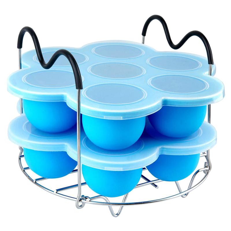 3pcs Baby Food Storage Boxes Set With Steaming Rack Silicone Heat-Resistant Tray 7 Cavities Baby Food Container (Random Color)