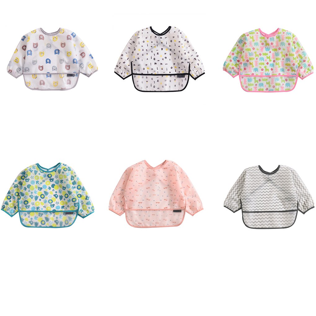 Baby Slabbetjes Jongens Meisjes Baby Tops Waterdichte Cartoon Lange Mouw Unisex Peuter Kleding