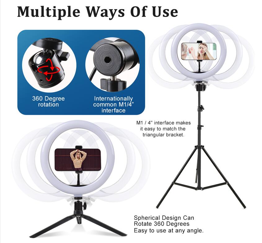 10inch Selfie ring light photography light led RIM lamp with mobile phone holder large tripod ringlight