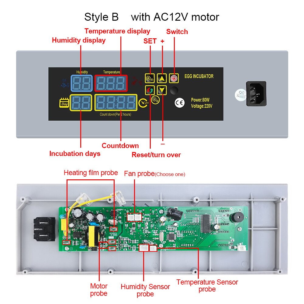 HTMC-5 Automatische Eieren Incubator Diy Incubator Accessoire Met Controller Verwarming Systeem Fan Motor