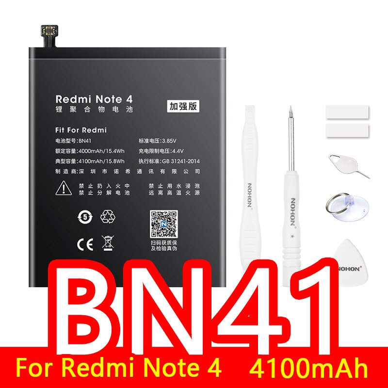 NOHON Batteria Per Xiao mi mi 5 mi 4C mi 6 mi 3 4 6X rosso mi nota 2 3 4 4X 5 BM35 BM22 BM36 BM3E BN31 BM45 BM46 BN41 BN43 BN45 Bateria: BN41