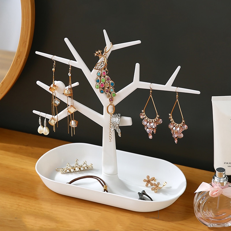 Roterende gennemsigtigt smykkeskrin øreringe ring armbånd hårnål hovedbeklædning hovedreb rejse transportabel halskæde opbevaringsboks