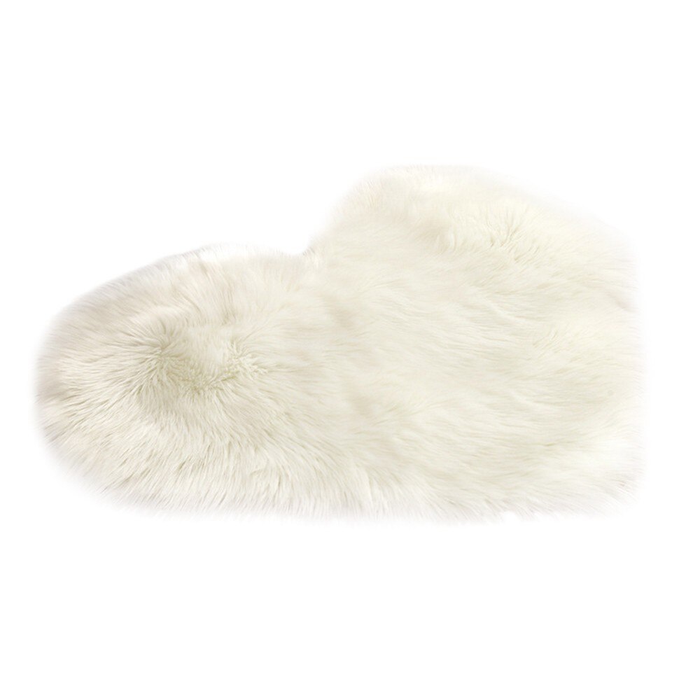 Hart Tapijt Tapijt Vormige Wol Imitatie Schapenvacht Tapijten Faux Fur Non Slip Slaapkamer Shaggy Tapijt Matten Room Decor Harige Matten: White