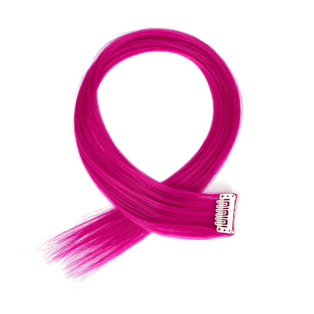 XBwig-extensiones de cabello sintético para mujer, Clip puro en tiras de una pieza, 12 ",: Red Purple