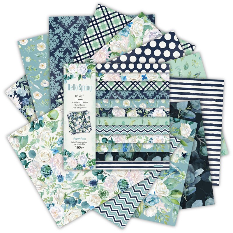 Kljuyp 12 ark hej forår scrapbooking pads papir origami kunst baggrund papir kort fremstilling diy scrapbog papir håndværk
