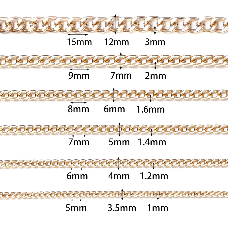 Cadenas en forma de O de aluminio y Metal, 5 yardas/rollo, cadena giratoria de Color dorado y plateado para hacer joyería DIY, suministros de accesorios para bolsas de ropa