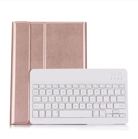 Split Leather Case Met Bluetooth Keyboard Case Voor Ipad Mini 1234: WHITE