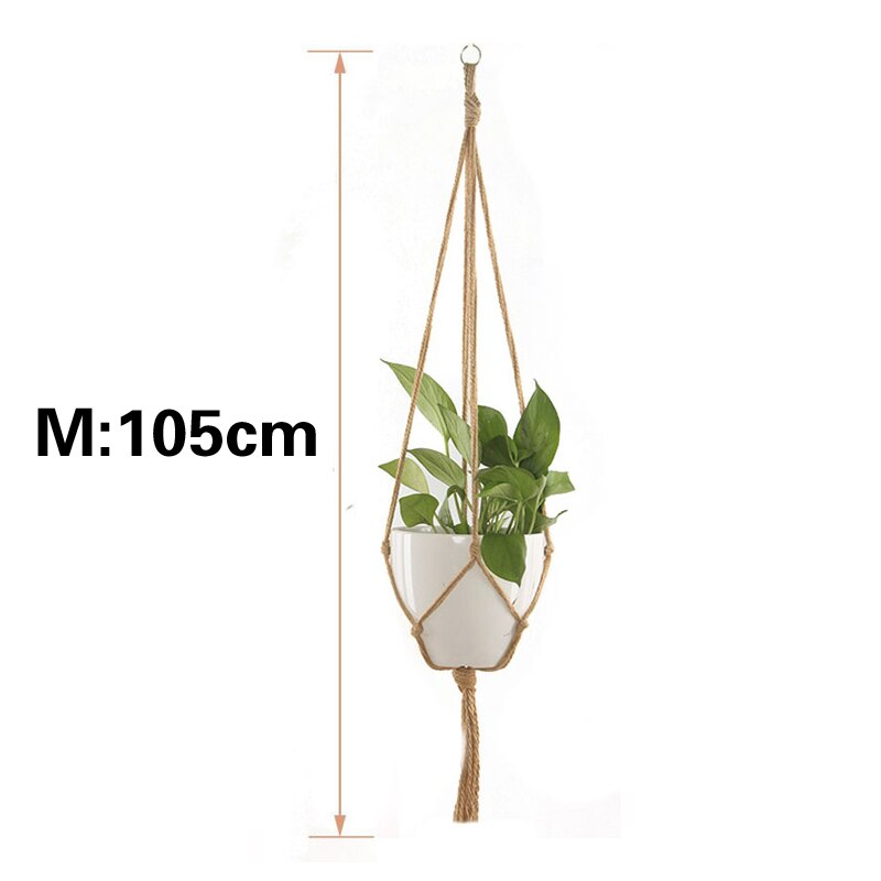Macramé panier suspendu pour plantes | Panier à corde à lin, sac à filet pour jardinière, décoration de mariage, panier suspendu à corde de Jute, porte-Pot: 105cm
