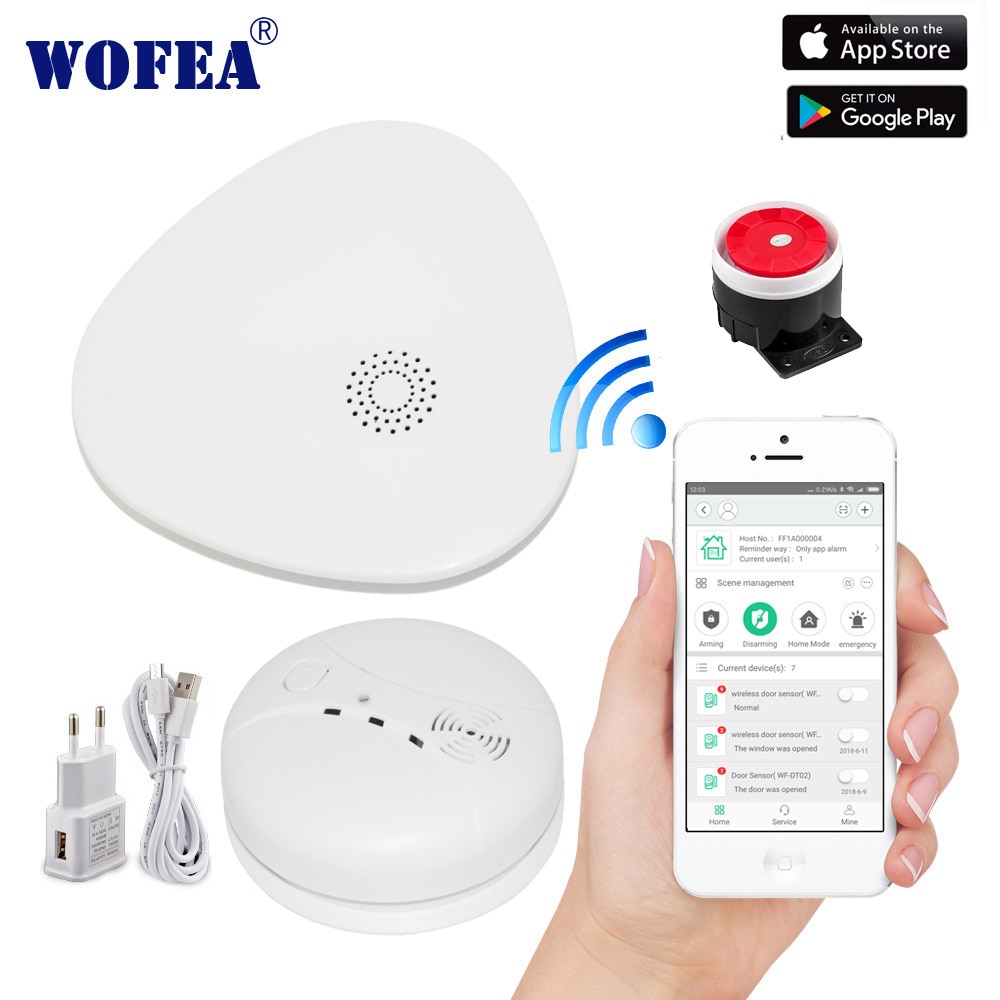 Wofea smart wifi sikkerhedsalarmsystem wifi gateway røgalarm med video kamera system app kontrol sms og telefonopkaldsmeddelelse