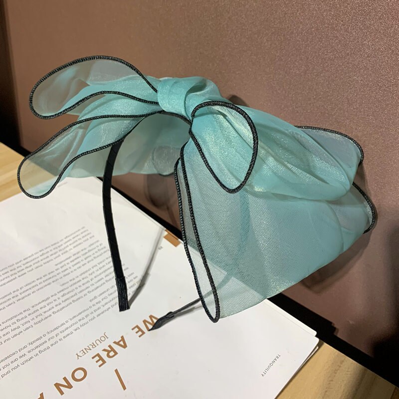 Organza diademas para el pelo anudado cintillo, joya para el pelo bisel turbante las mujeres las niñas accesorios para el pelo de arco cabeza de aro: Verde