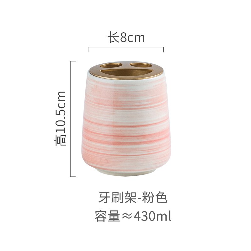 Painted Ceramic Mug Toothbrush Holder Mouth Cup Portable Soap Dispenser Lotion Bottle Wash Supplies Modern Bathroom Accessories: Pink brush holder