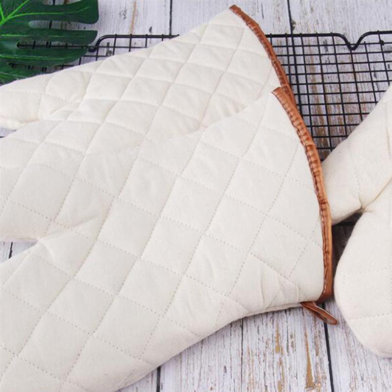2 piezas de tela de algodón blanco guantes resistentes al calor cocina horno manopla utensilios de cocina para restaurante casero