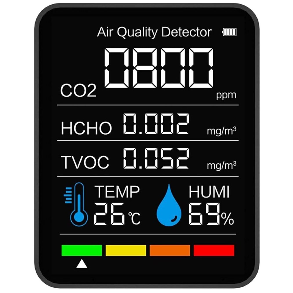 Con misuratore di CO2 5 in1 compatibile Bluetooth Tester digitale del sensore di umidità della temperatura Monitor della qualità dell&#39;aria anidride carbonica TVOC caldo