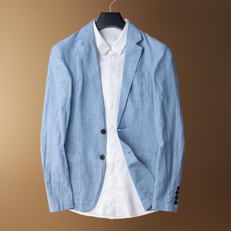 Men Summer Cotton Linen Suit Jacket Thin Casual Tide Single Breasted plus size MLXL2XL3XL4XL