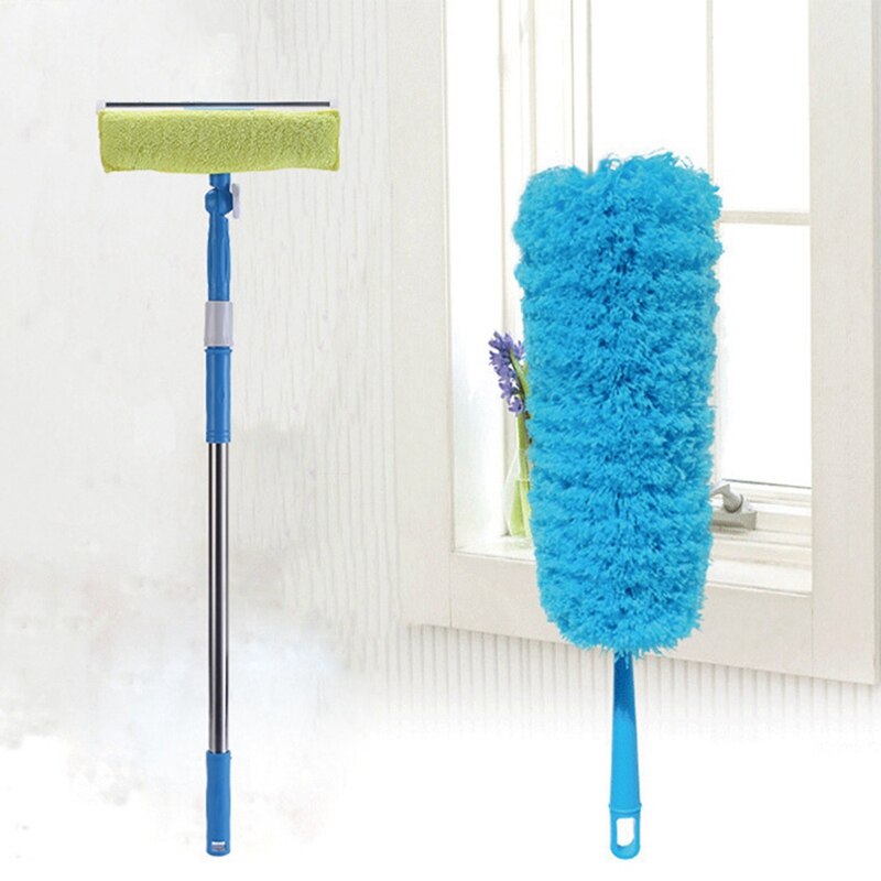 Long Pole Window Cleaner Telescopic Pole Floor Mop Brush Universal Glass Scraper Glass Scraper + Dusting Duster Box