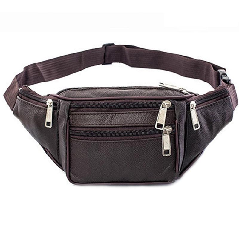 Homens pu cintura cinto saco hip bolsa de viagem carry on bolsa bolsa de alta qualidade ao ar livre esporte moda couro zíper cintura saco: coffee