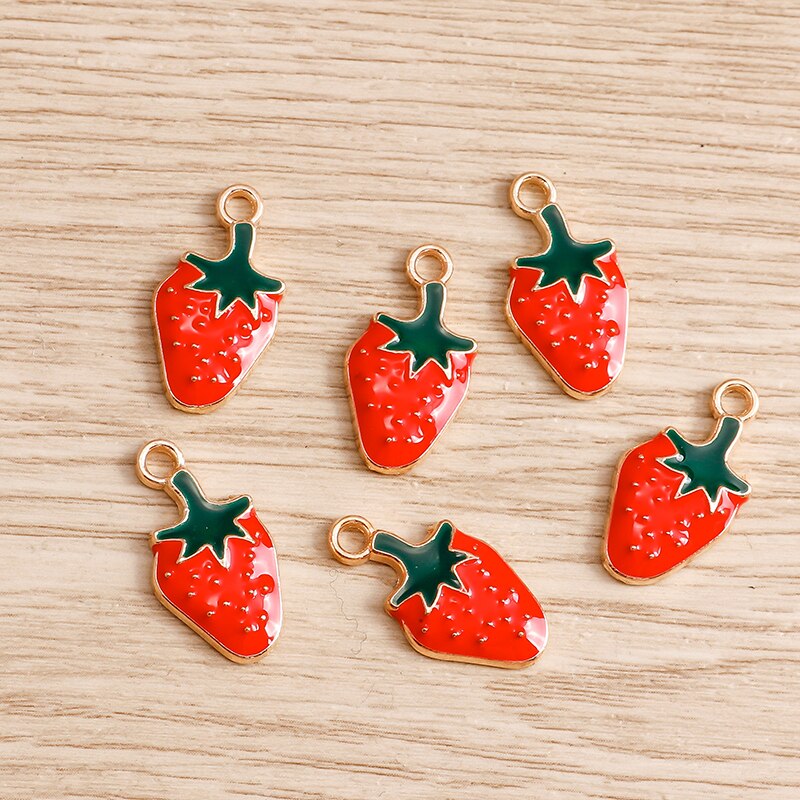 10 pçs/lote Esmalte Encantos para Brincos Pingentes Colares Fruta Morango Abacaxi Banana Laranja Encantos Artesanais Fazer Jóias: Bronze antigo chapeado