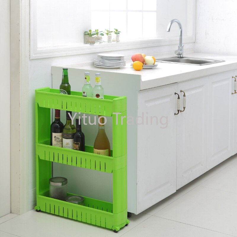028-029 Crevice Rack Kitchen Toilet Bathroom Refrigerator Gap Storage Rack Movable Room Seam Finishing Rack Floor Narrow