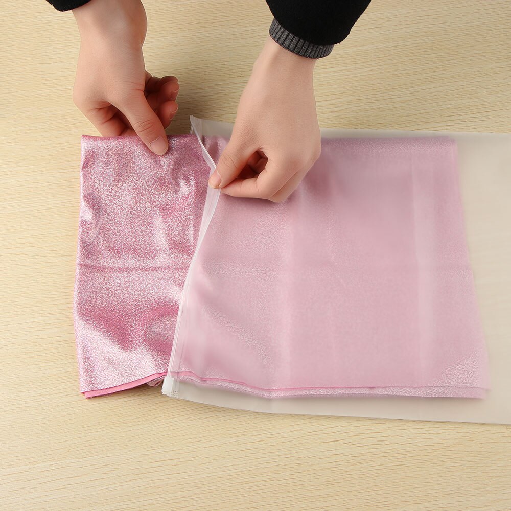 2Pcs Draagbare Doorschijnende Plastic Pakket Doek Reizen Storage Bag Zip Plastic Zak Opslag Doek Organizer
