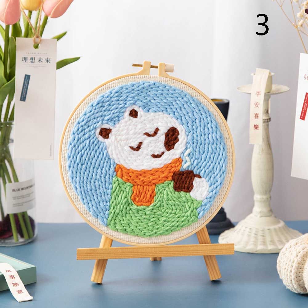 Kit de bordado de dibujos animados con hilo, costura artesanal para principiantes, Kits de aguja de punzón para bordado, decoración de punto de cruz hecha a mano: 3