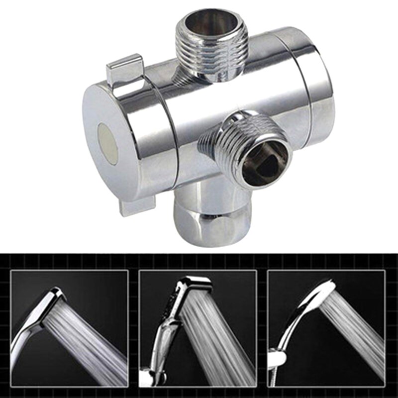 2Pcs 3 Way T Shape Adapter Connector for Angle Valve Hose Bath Shower Faucet Arm Toilet Diverter Hose