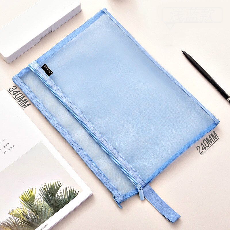 DELI Grid A4 Transparent File Bag Document Folder Zipper File Mesh A5 Paper Multi-layer Multi-layer Storage Portfolio Escolar: B1