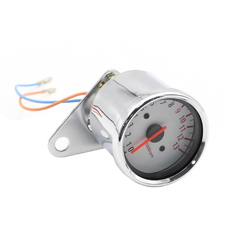 Motorcycle Tachometer Delicate Texture 12V 0-13000 Tachometer Retro Tach RPM Gauge Rev Counter Universal for Motorcycle