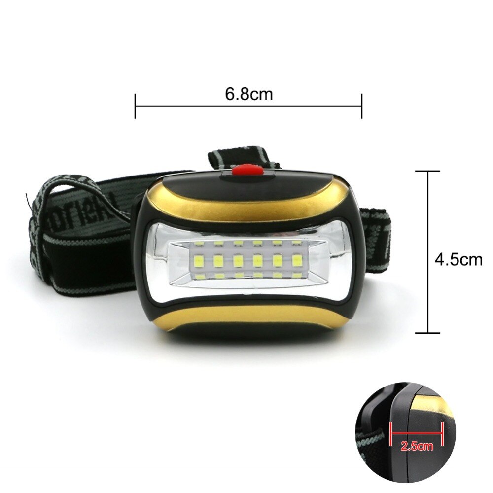 Mini 6 *  smd led koplamp hoofdlamp zaklamp voor wandelen kamperen nachtvissen waterdichte koplamp  by 3 aaa-batterijen