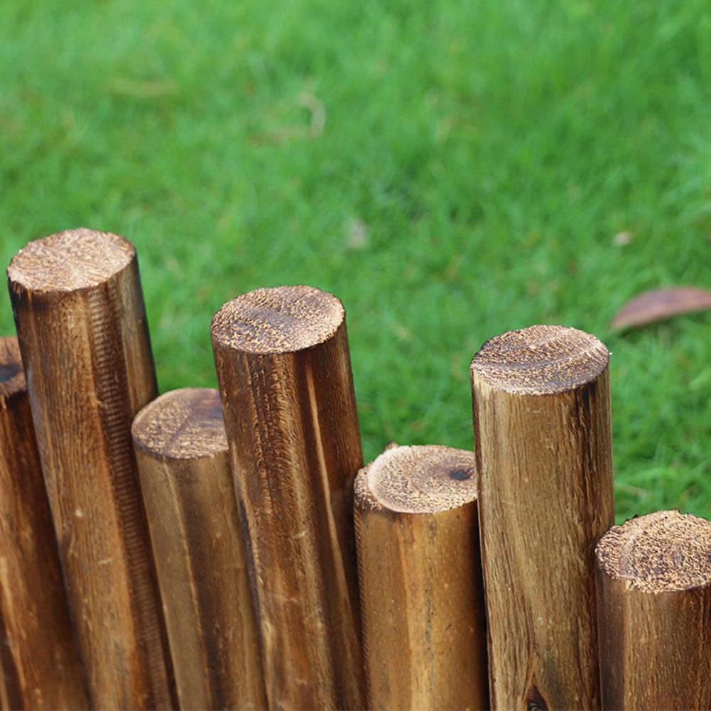 Anti-Corrosion Log Roll Border Easy Plug-in Fence Anti Corrosion Resistant Wooden Edging Fence for Flower Beds Lawns Paths