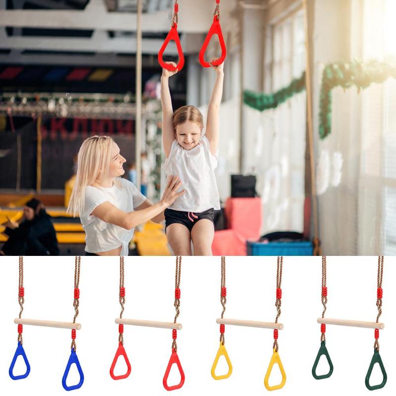 Trä hand ringar swing leksak utomhus sport fitness barn leveranser