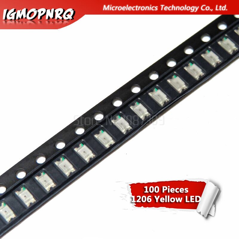 100 stuks Geel 1206 3216 SMD LED diodes light