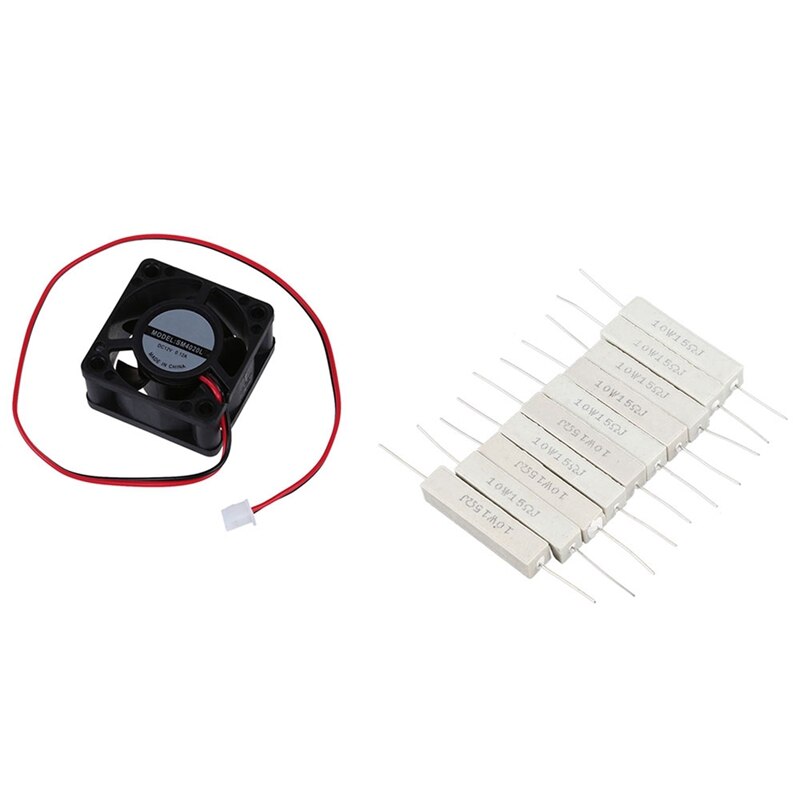 1x 12v dc 40mm 20mm pc-cpu-gehäuselüfter & 10 stück feste keramik 2 zementwiderstände 15 ohm 10w 5%