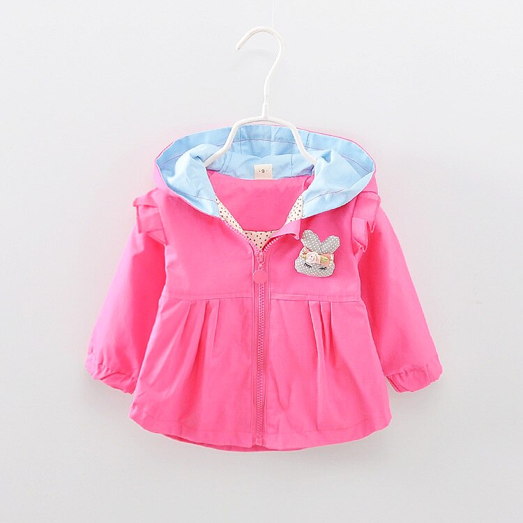 Baby jente prinsesse jakke vår og høst kanin trenchcoat for jenter baby 1-2-3-4 år gammel baby frakk for jenter: Rose / 12m