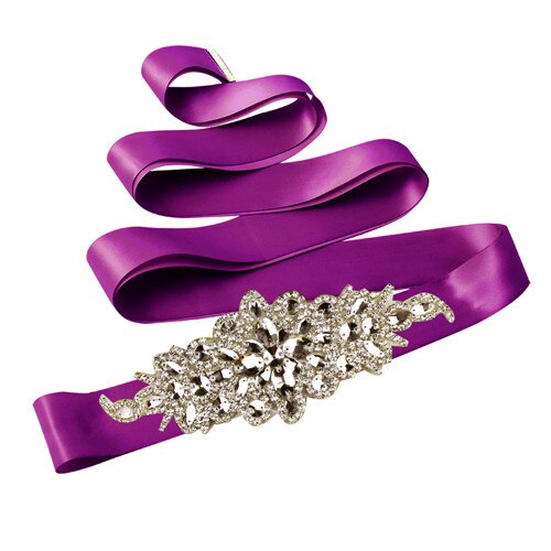 Rhinestone Beaded Women's Belt Wedding Belt Accessories Bride Bridesmaid Bridal Sashes Belts For Evening Party Prom Gown Dress: Purple