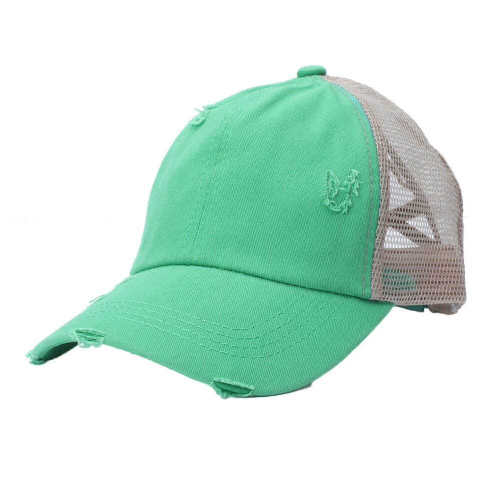 Rétro Anti soleil déchiré maille queue de cheval Criss croix casquette de Baseball chapeau réglable large bord queue de cheval casquette déchiré unisexe casquette de Baseball