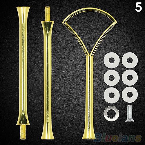 Multi-Stijl 2 Of 3 Tier Plaat Handvat Fitting Hardware Staaf Tool Taart Plaat Stand Verjaardagsfeestje Baby Shower bruiloft Kirsite: Golden Fan Shape