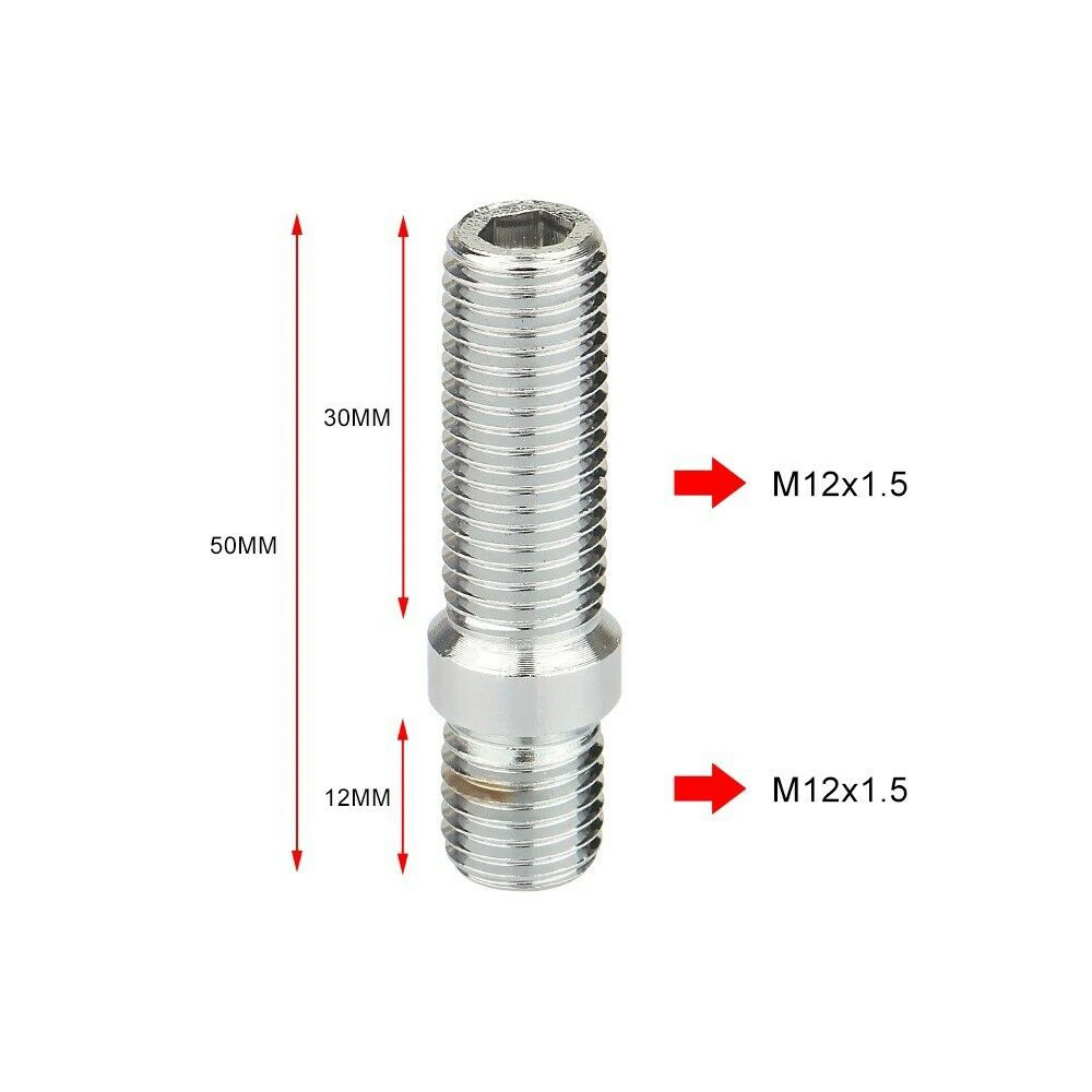 1-delige verlengde wielbouten conversie hoge wielbouten schroefadapterset (M12x1.25,M12x1.5,M14x1.25,M14x1.5): Black