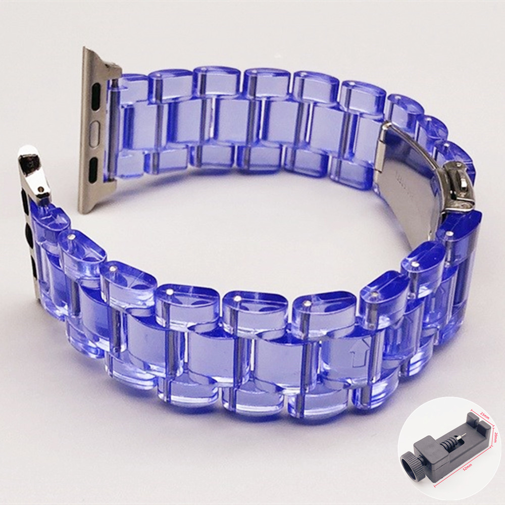 Resin urrem til apple watch series 10 9 8 7 6 rem 41mm 49mm klar rem stål iwatch  se 44mm 40mm 45mm 46mm 42mm ultra 2: Sølvhvid / 12mm