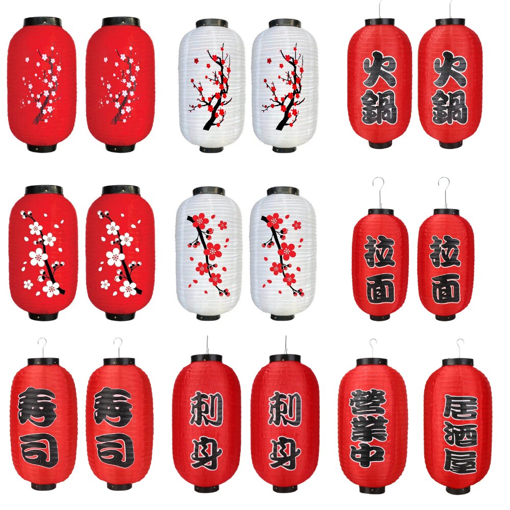 2 sztuk japońnarty, satynowa, lateksowa, chińnarty czerwony latarnia przyjęcie noworoczne dekoracji kwiat śliwy latarnia lampa festiwal latarnie