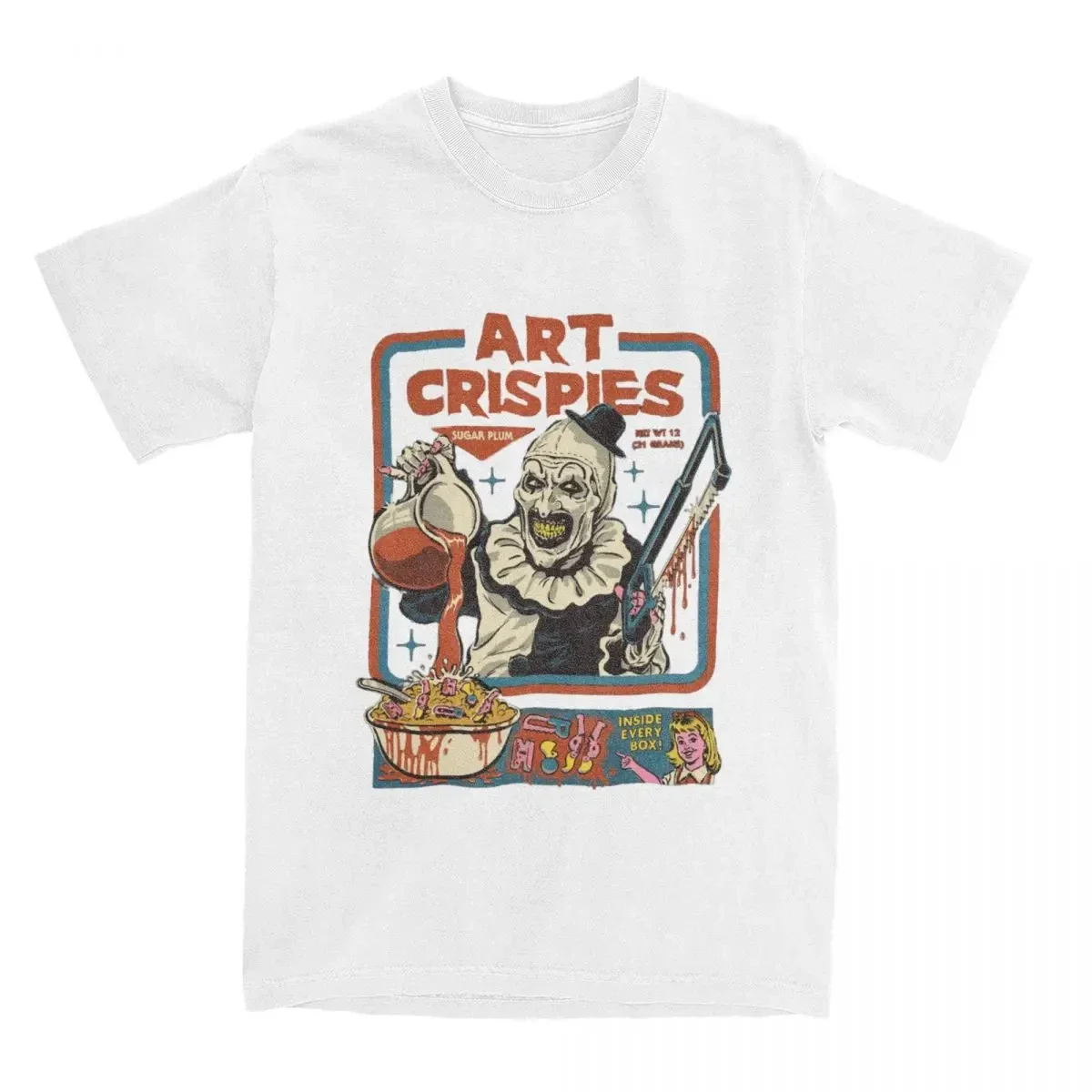 Art Crispies Terrifier Clown Shirt Apparel Men Women's Pure Retro Horror Tee Shirt Clothes Graphic Printing 71724: XXL / Beige