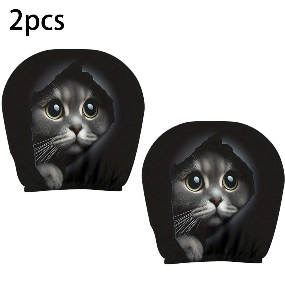 Funda para reposacabezas de coche con estampado de cara de gatos, funda de almohada lavable para asiento de coche, gatos realistas que muestran sus caras, 2 uds.: Default Title